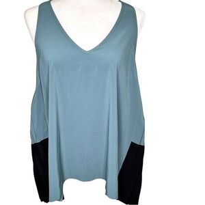 Elegant V-Neck Tank Top - Teal and Black